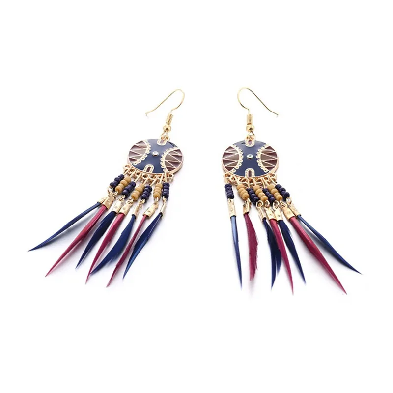 DoreenBeads модные висячие серьги с кисточками для женщин Золотой Синий Ловец снов