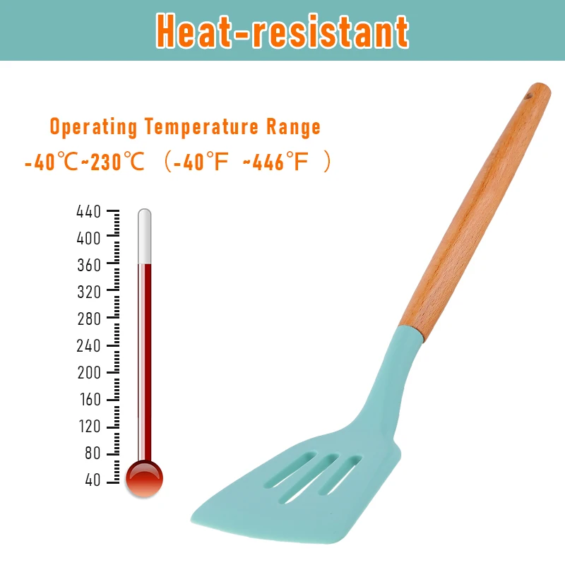 

DEKO Non-Stick Heat Resistant Handle Spatula Spoon Silicone Kitchenware Cooking Utensils Set With Storage Box Kitchen Tools