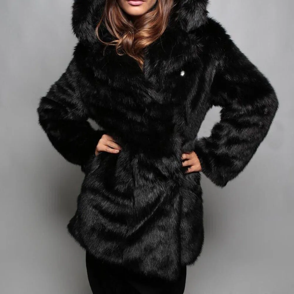 Женское пальто из искусственного меха в стиле ретро с милыми ушками животных