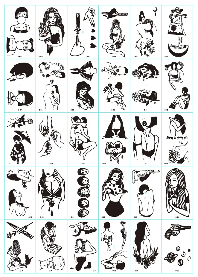 30 шт./компл. Цветные татуировки с рисунками цветов временные Переводные картинки