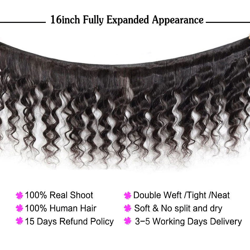 Нафун волосы Свободные глубокие волнистые пучки перуанские 3/4 не Реми