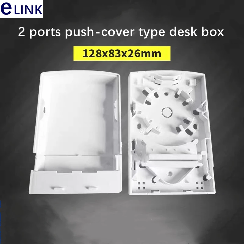 10pcs 2 port FTTH desk box ABS desktop junction box gray white 2 cores SC fiber optic plastic box patch panel ELINK push cover