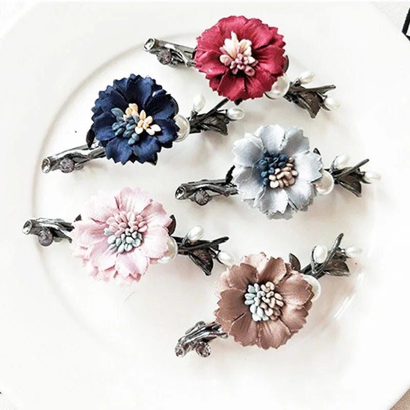 

Rose Flower Creative fashion diamond spring hairpin hairpin rose lace hairpin word clip