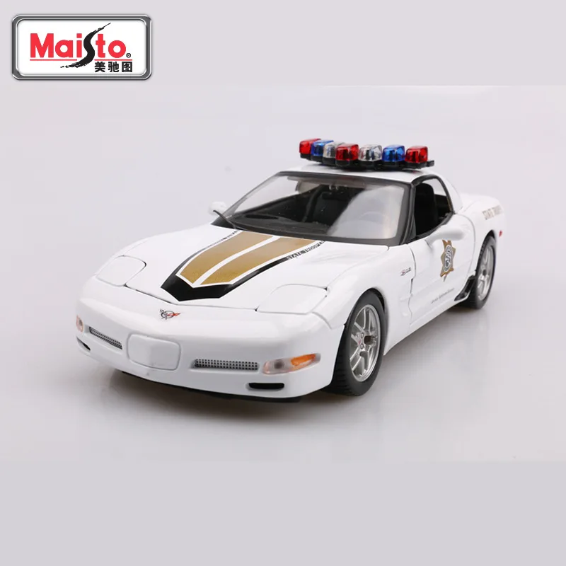 

1:18 high simulation alloy car model Chevrolet Corvette Z06 police car super sports car model for children gifts