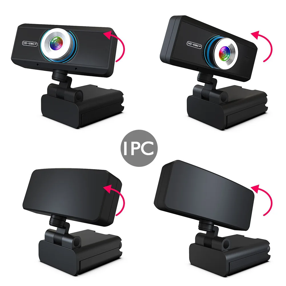 

HD 1080P Wide Angle External Rotatable Gaming Office Adjustable Universal Plug And Play Web Camera Computer Built-in Microphone