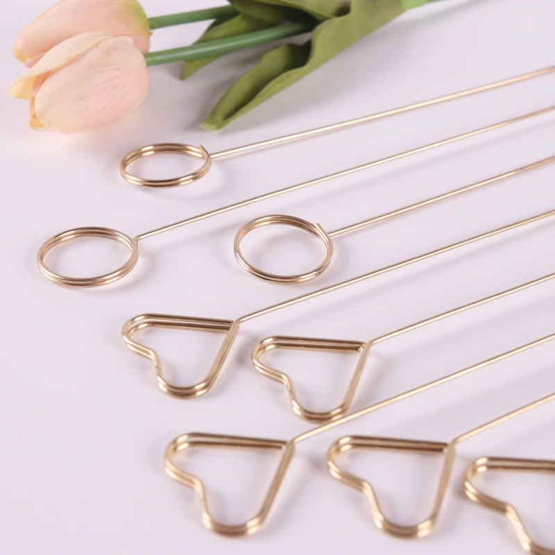 

10pcs Stars/Circular Bouquet wish Card Holder Metal Card Clip Inserting Rod Flower Packaging Iron clip Gold Plated Metal Insert