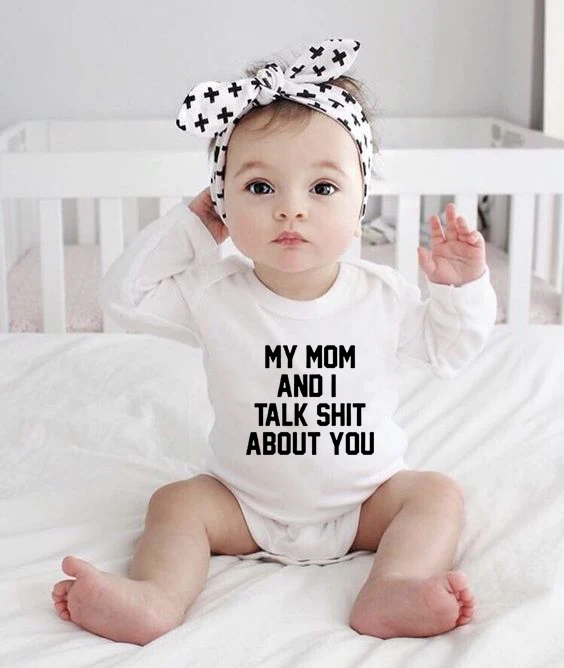 

Детский комбинезон с длинным рукавом, с надписью «My Mom and I Talk about You»