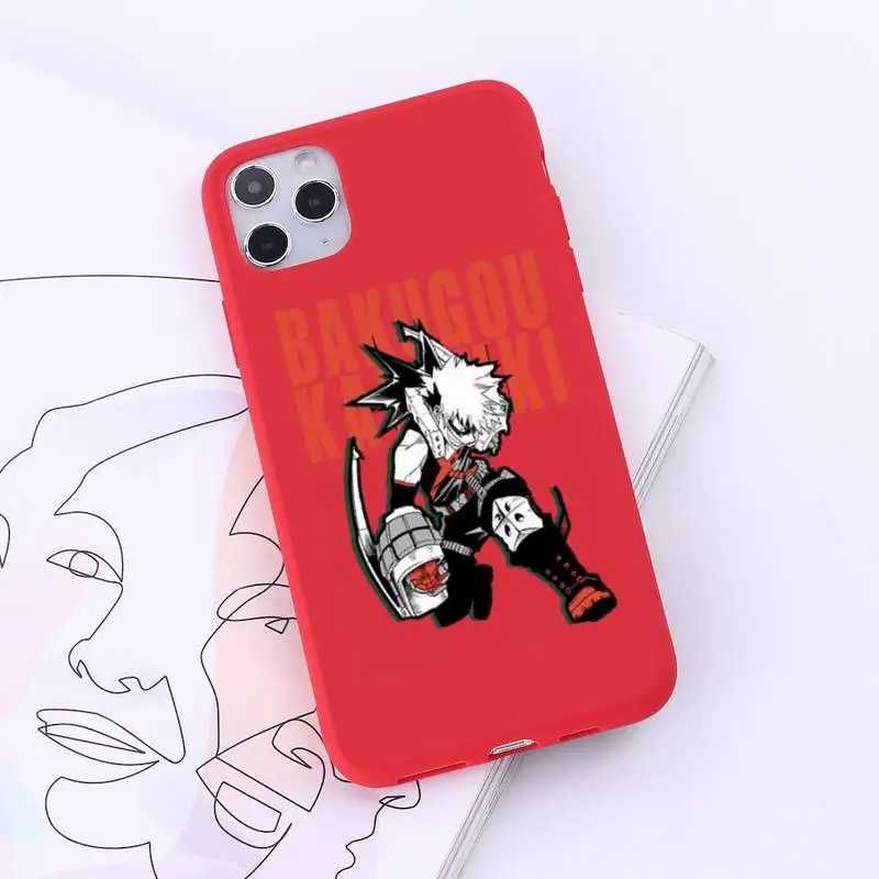 

boku My hero academia Phone Case Red Candy Color for iPhone 6 7 8 11 12 s mini pro X XS XR MAX Plus