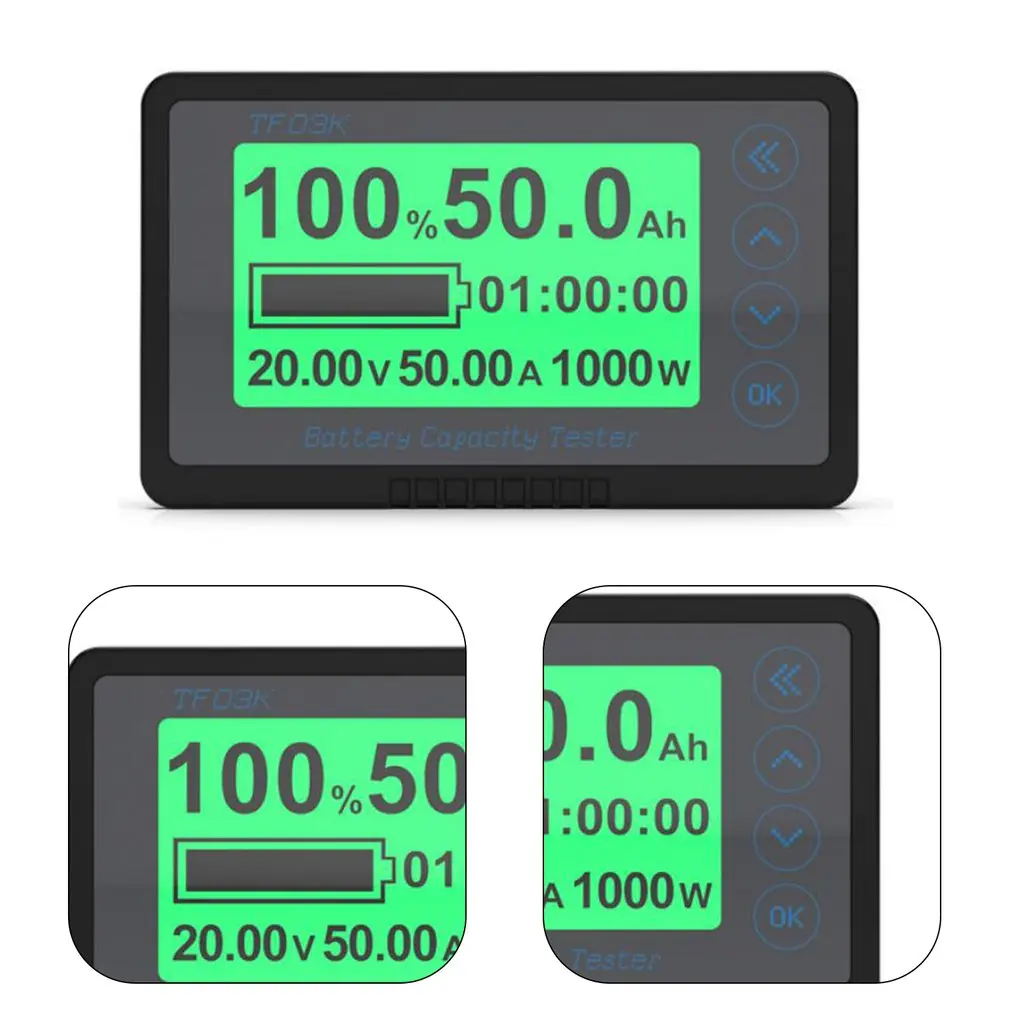 

50A-500A TF03K Multifunctional Coulomb Meter Electric Car Touring Car Battery Power Capacity Monitoring Indicator Voltmeter