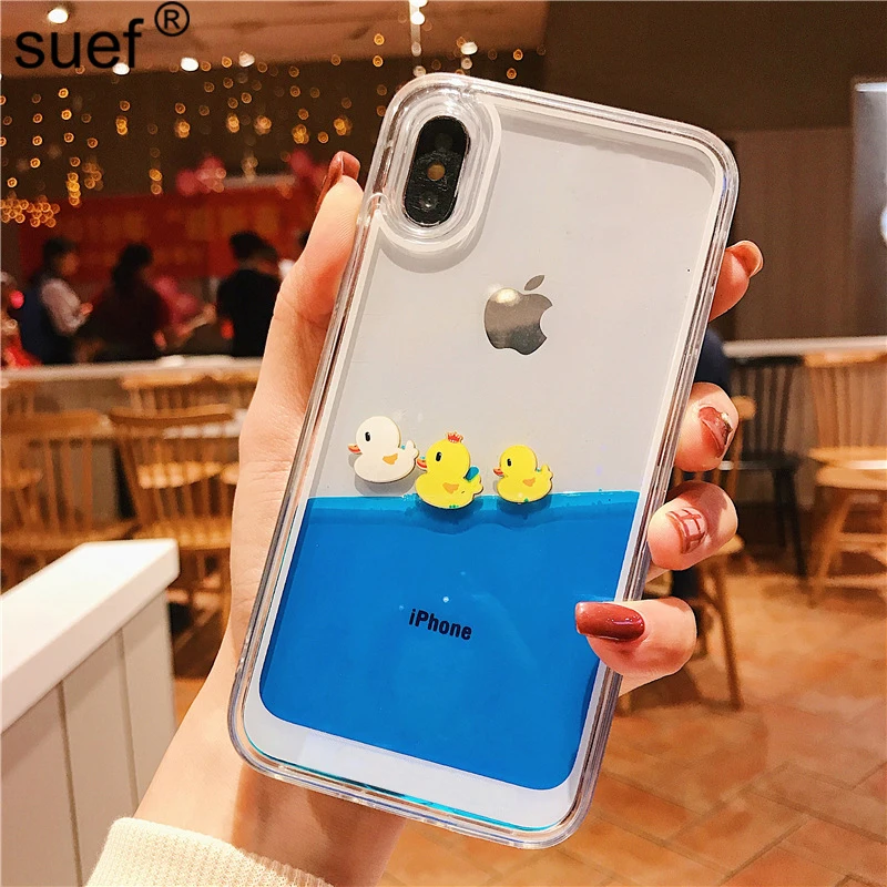 Роскошный чехол для iPhone 7 8 Plus с объемным рисунком плавающей утки животным