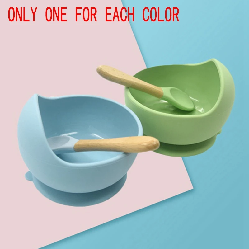 

Baby Silicone Tableware Strong Sucker Children Bowl Spoon Set Children Sucker Bowl Baby Food Bowl Random Color