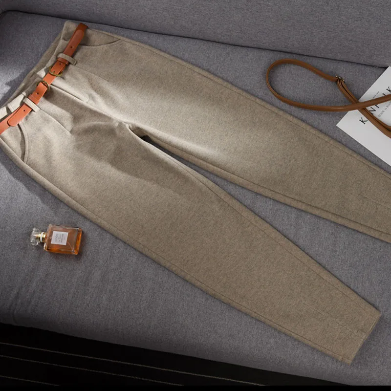 Осенне-зимние шерстяные женские брюки теплые длинные Новинка 2021 шаровары с