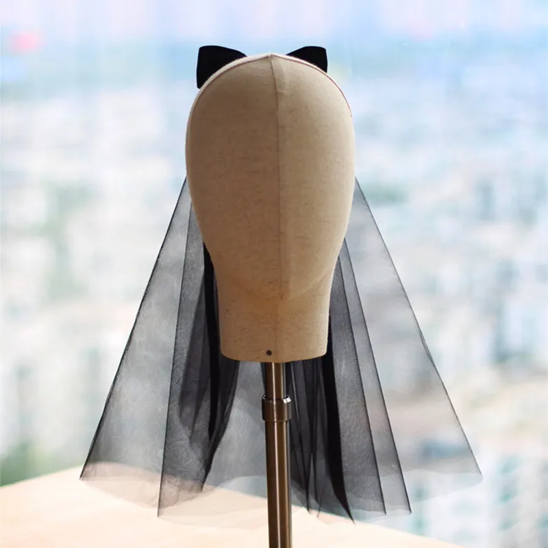

Korean Mori Bow Tie Short Veil Hair Comb Wedding Accessories Engagement Hair Chiffon Headdress Bridal Veil