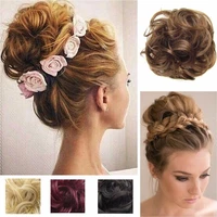 10 colors fashion curly elastic wigs hair extension scrunshie wrap women party wedding messy chignon hair band head rope