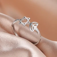 cooltime star of david menorah vintage finger ring judaica israel faith lamp hanukkah stainless steel religious fine jewelry