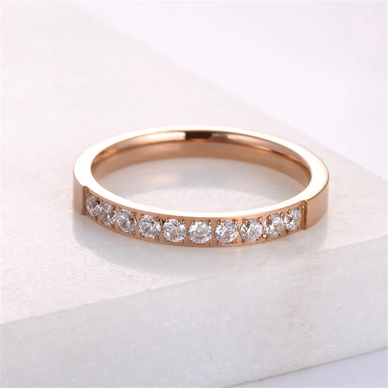 

2021 Luxury Jewelry Stainless Steel Ring For Woman Gift fashion accessories Not Change Color 10 Crystal Male Ring