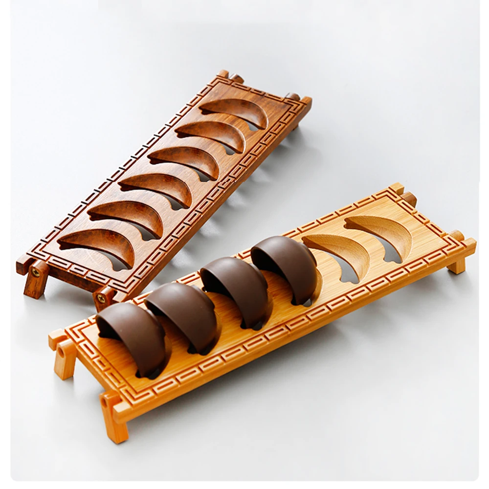 Портативный Бамбуковый дренажный стеллаж для чайных чашек в китайском стиле