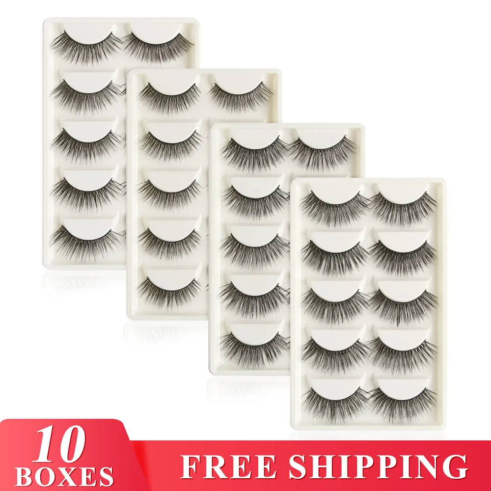 

New 10 Boxes Wholesale Mink False Eyelashes Hand Made False Eyelash Natural Long 3d Mink Lashes Makeup Faux Cils Factory Price