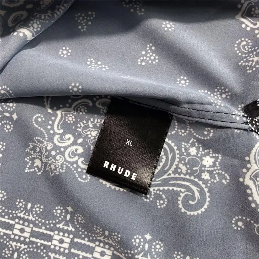

Long Sleeve RHUDE Shirt Men Women 1:1 High-quality Cashew Flower Buttoned Tees RHUDE Shirts