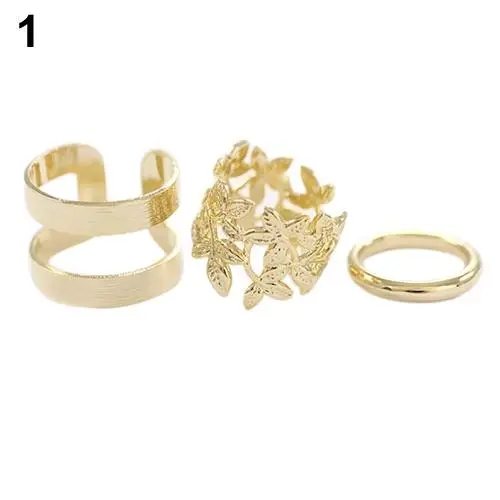 3 шт. набор колец на палец средней длины с листом серебряное золото кончик пальца