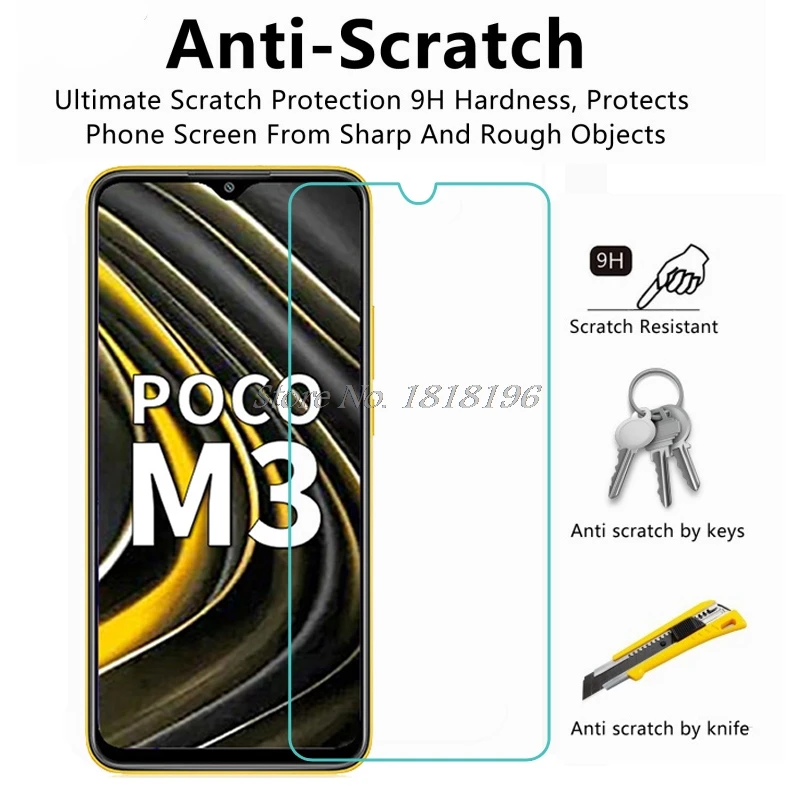 Для Xiaomi Poco M3 закаленное стекло 9H протектор экрана для смартфона ЖК пленка Pocophone