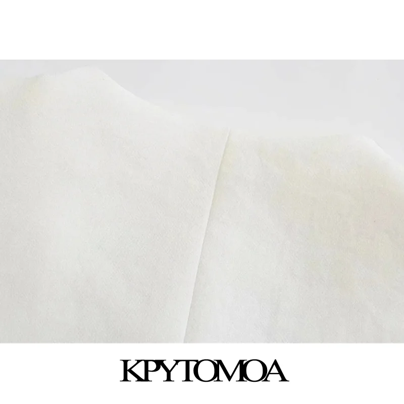 

KPYTOMOA Women 2021 Fashion Office Wear Single Breasted Waistcoat Vintage Sleeveless Welt Pockets Female Vest Outerwear Chic Top