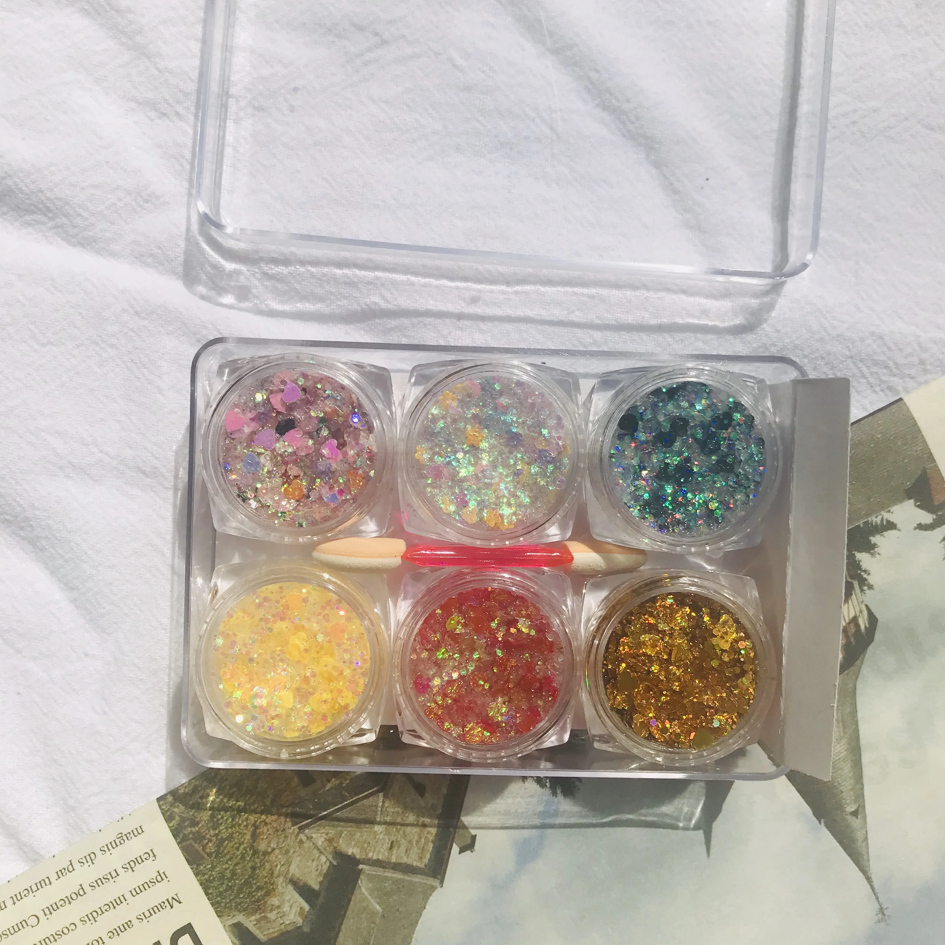 6 цветов/упаковка тени для век с блестками|Блестки тела| |