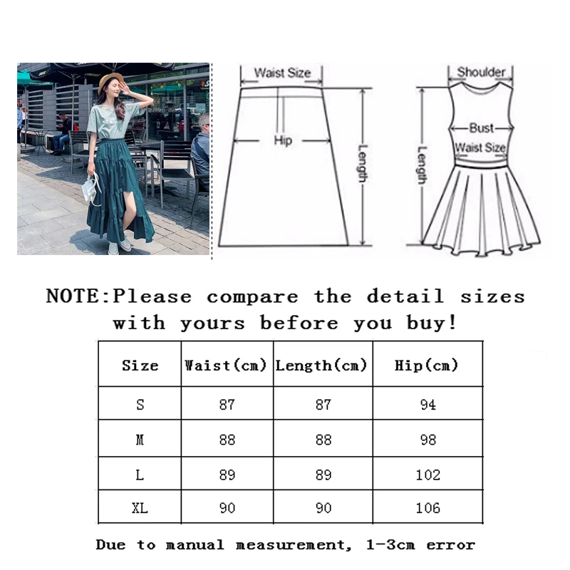 

Vangull Sweet Style Solid Color Irregular Skirts Women 2021 Summer New Elastic High Waist Big Hem A-Line Mid-Calf Skirt Female
