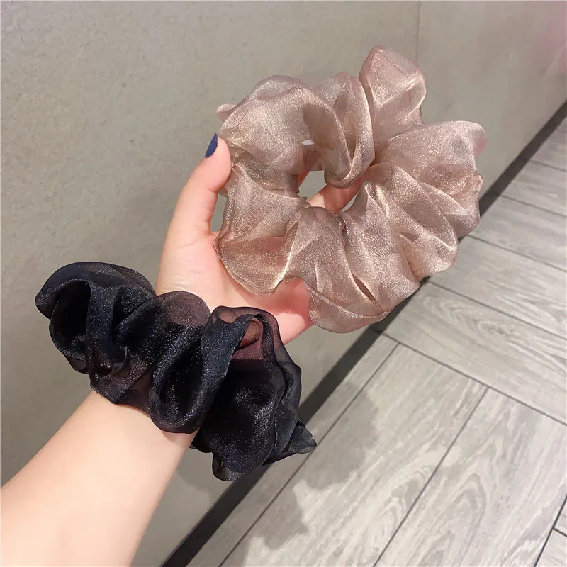 

1Pcs Woman Fashion Scrunchies Reflective Mesh Hair Ties Girls Ponytail Holders Rubber Band Elastic Hairband Hair Accessories