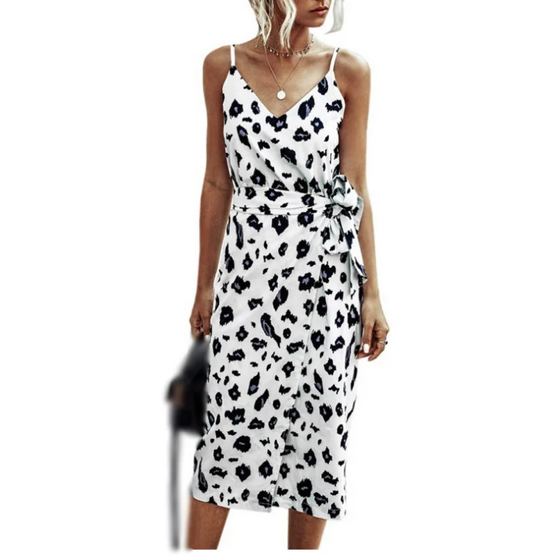 

Sexy Midi Women Dress 2021 Summer Slit V-neck High Waist Off Shoulder Bandage Boho Beach Dress Ladies Elegant Dress Party Club