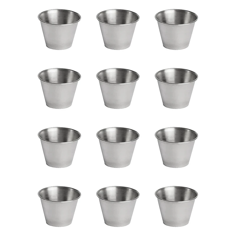 

12 Pack Stainless Steel Condiment Sauce Cups,Commercial Grade Dipping Sauce Cups,Ramekin Condiment Cups Portion Cups
