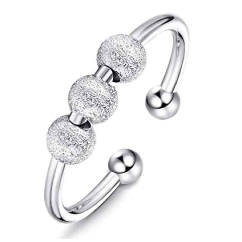 

4Colors Anxiety Ring Spinning Fidget Beads Spinner Ring Set For Women Rotate Freely Open Finger Ring Anti Stress Jewelry