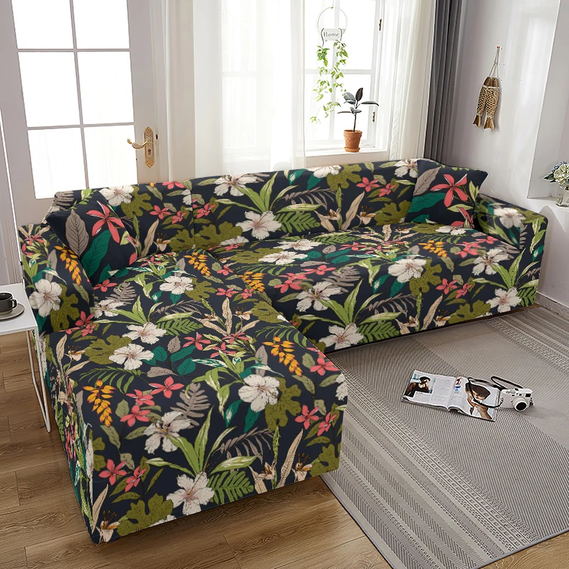 

Fashion Plant Printing Elastic Sofa Covers for Living Room Stretch Couch Cover Sofa Slipcover All-inclusive Non-slip Sofa Cover