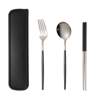 3pcs set of chopsticks spoons portable 304 stainless steel tableware chopsticks spoon fork with storage case