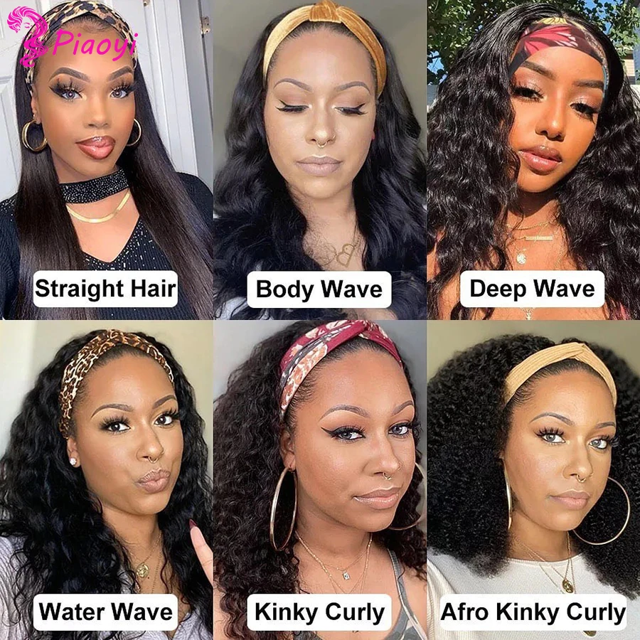 

Malaysian Straight Human Hair Wigs For Black Women Remy Machine Made Wig Natural Color Headband Wigs Human Hair