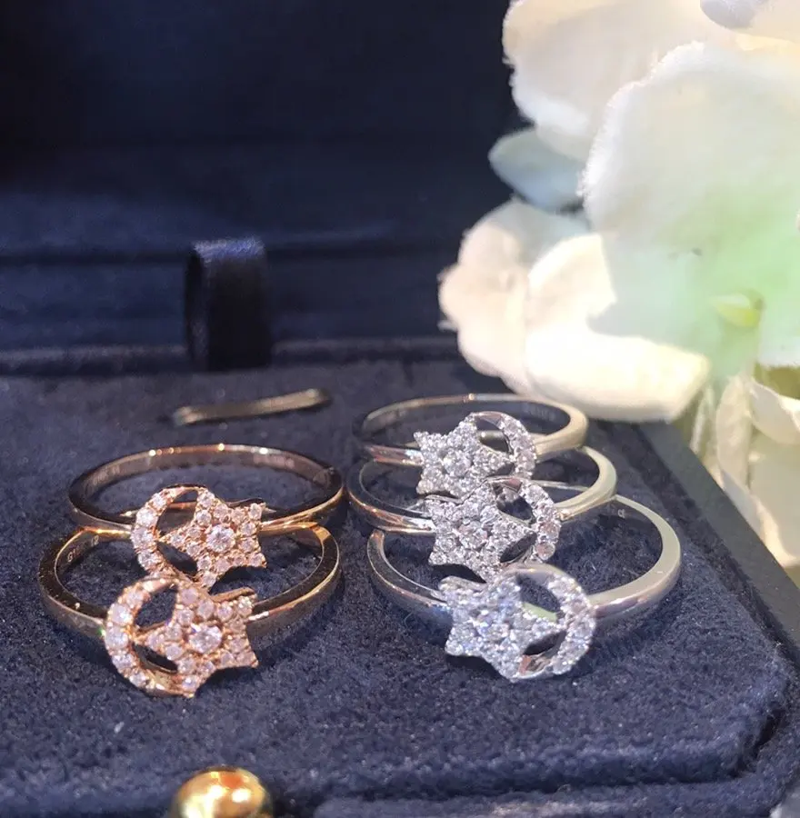 Кольцо из чистого золота 18 карат с натуральными бриллиантами красивое кольцо