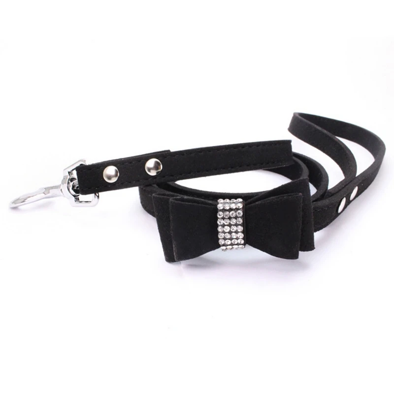 Безопасный поводок для щенков бант кожаный собак ошейник двухслойный