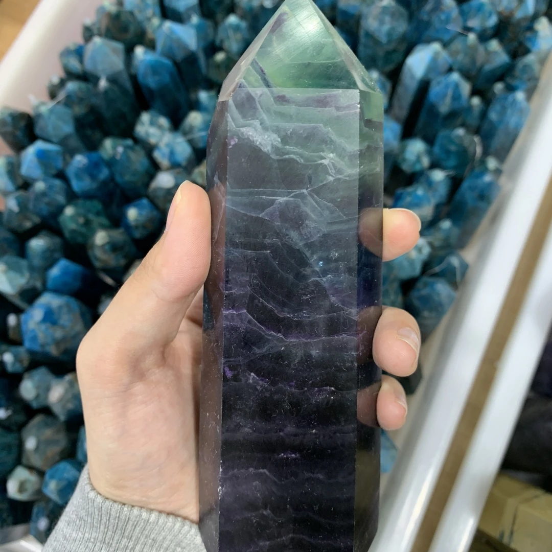 

6 pcs Natural Fluorite Quartz Obelisk Crystal Wand Point Tower Healing Polished Stones Specimen Crystals and Stones