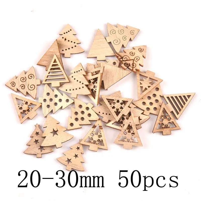 mt2502-50pcs DIY натуральный деревянный чипборд Рождественская елка подвесная подвеска с героем аниме детские подарки снеговик рождественские украшения mt2521 - Цвет: mt2502-50pcs