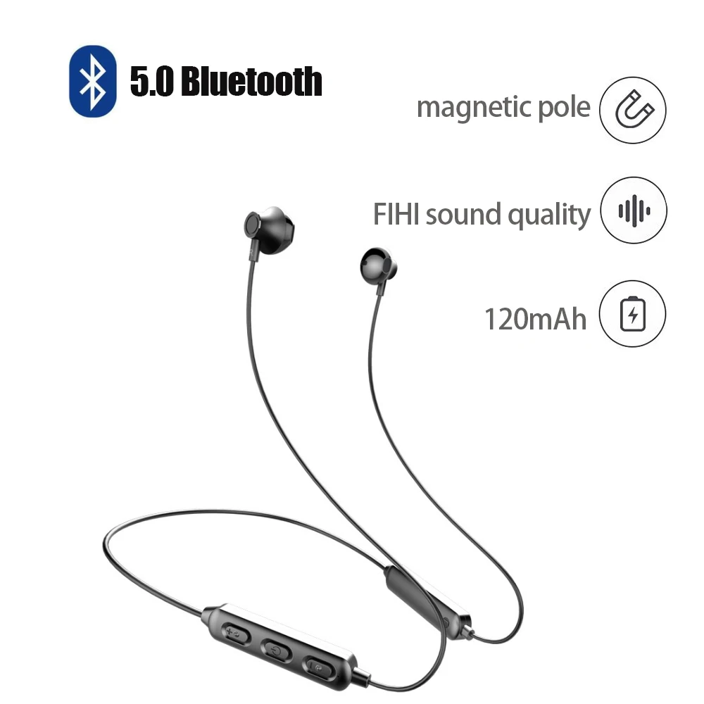 Беспроводной спортивные Магнитная гарнитура Шейная лямка крепится Bluetooth 5 0