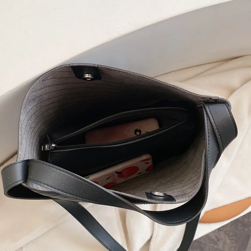 

Women's Handbags Luxury Pu Leather Bucket Women Shoulder Bag 2021 New Big Tote Bag Composite Bag Ladies Messenger Handbag Design