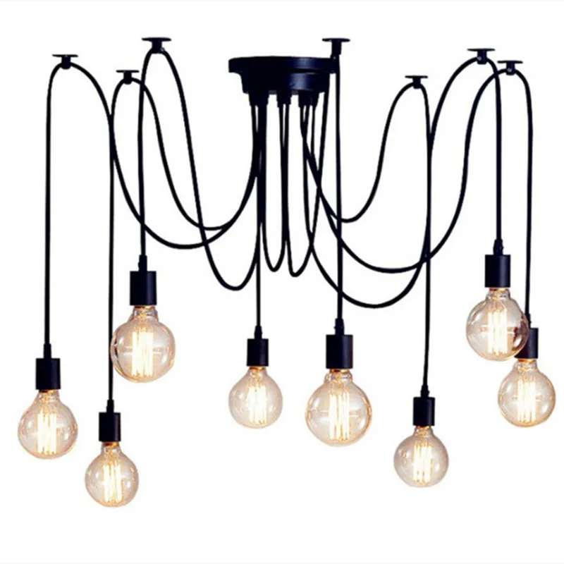 

Loft Modern White/Black Lustre Chandeliers 4-16 Arms Retro Adjustable Edison Bulb Lamp E27 Art Spider Ceiling Luminaire Fixture