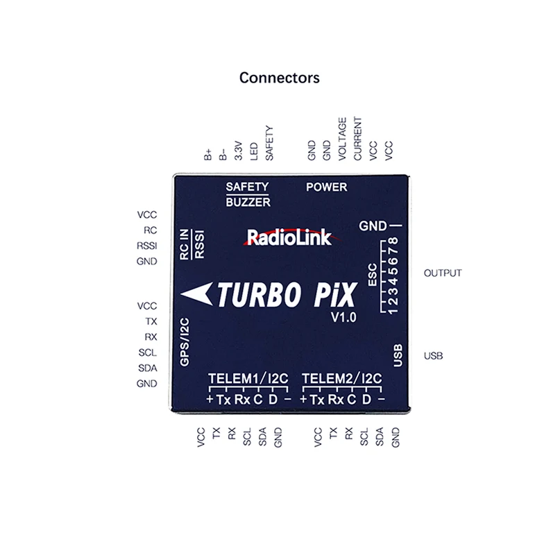 Модуль радиоуправляемого дрона RadioLink TURBO PIX V1.0 PPM SBUS Контроллер полета M8N GPS SUI04