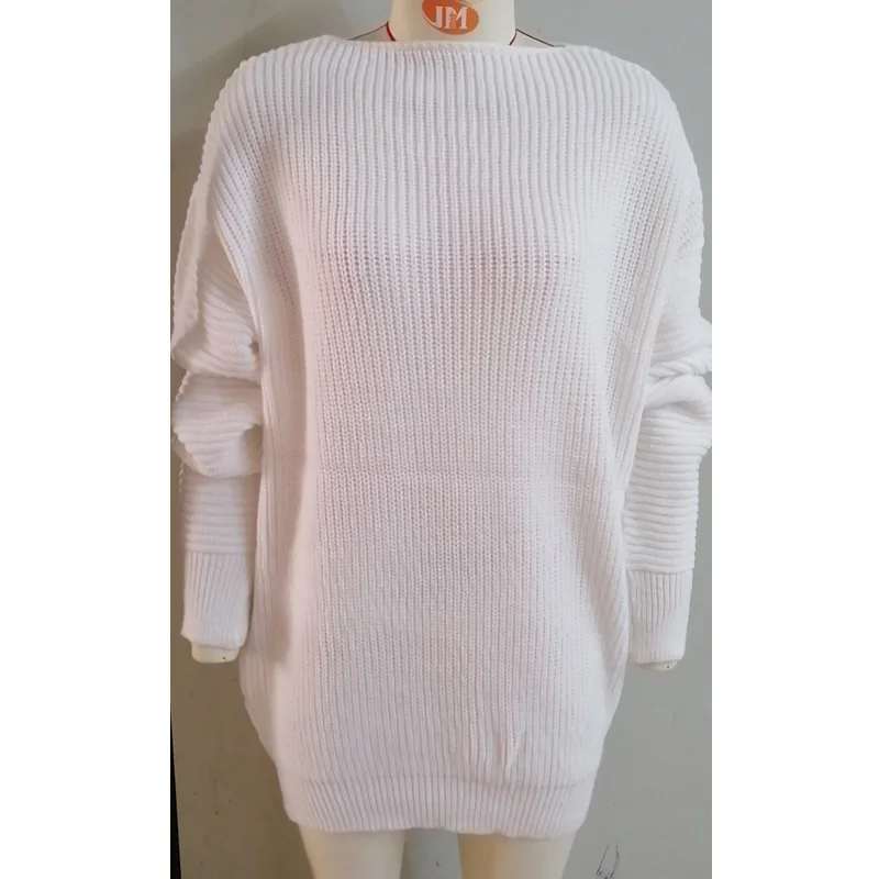 

Elegant Women Loose Sweater Dress Casual Off Shoulder Lantern Sleeve Knitted Dress