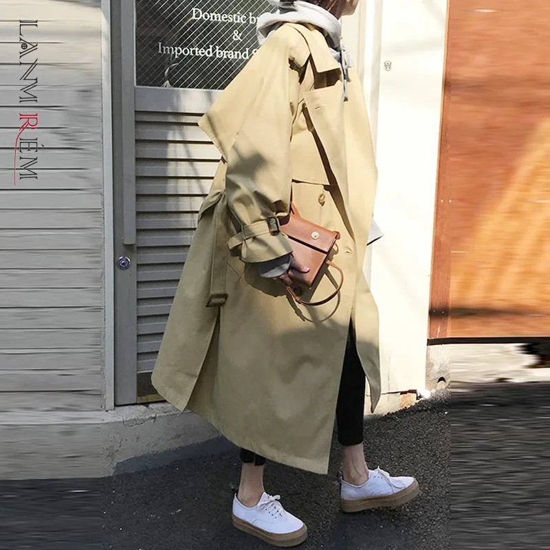 LANMREM 2021 осенняя куртка женские мокасины в Корейском стиле Свободные длинные