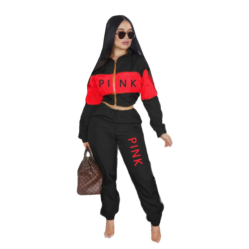 

Letter Pink 2021 Hot Sale New Design style Women Casual Clothing Sweatwear Sweet Sexy Fashion Soft Good Fabric cool soft P1041
