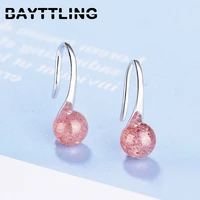 bayttling 16mm silver color elegant pinkgray round moonstone drop earrings for women fashion wedding gift jewelry