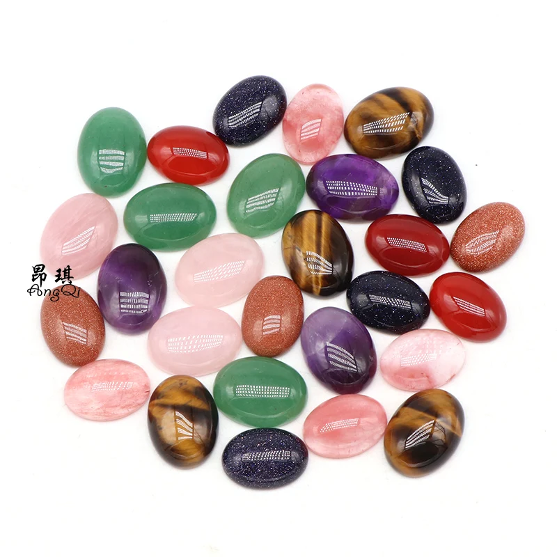 

10Pcs 13x18mm Oval Cabochon Natural Stones Beads Red Agates Crystal Amethysts For Jewelry Making Earrings Accessories Wholesale