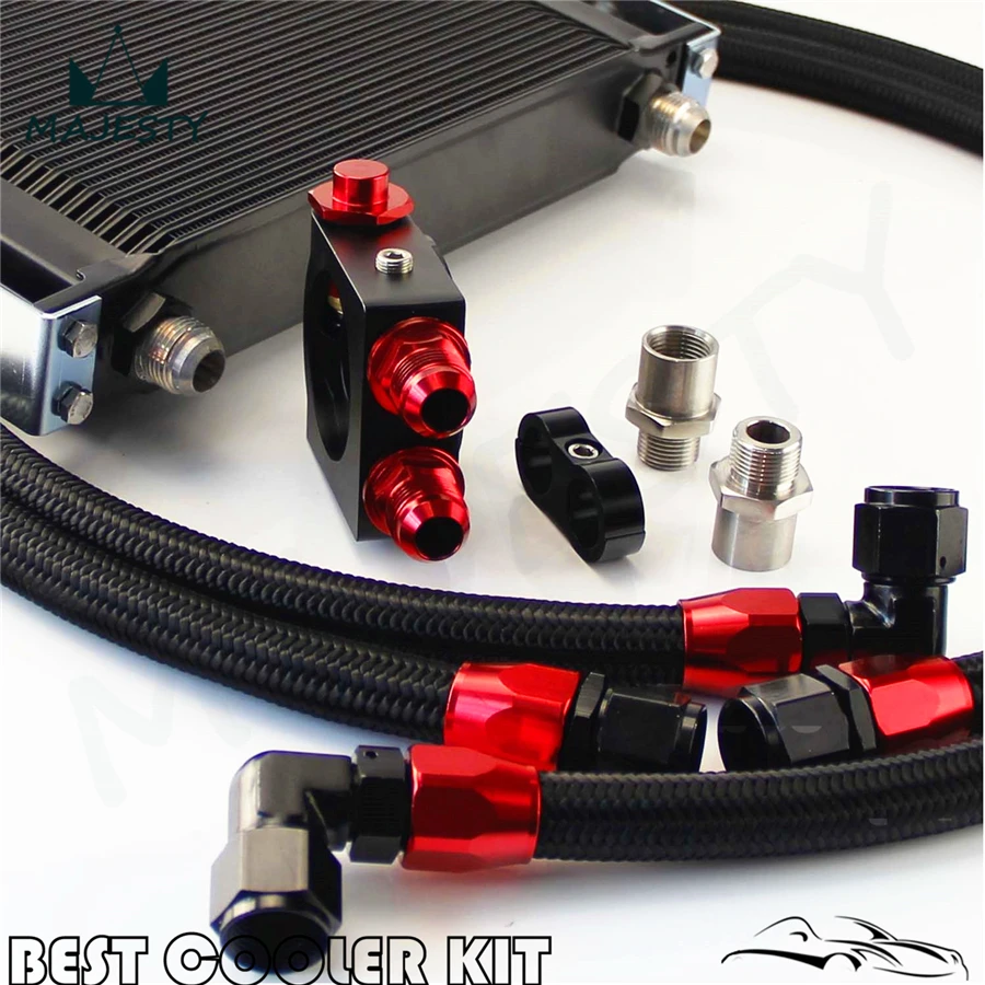 

Universal New-style AN10 16 row oil cooler + thermostat Sandwich Plate kit Black