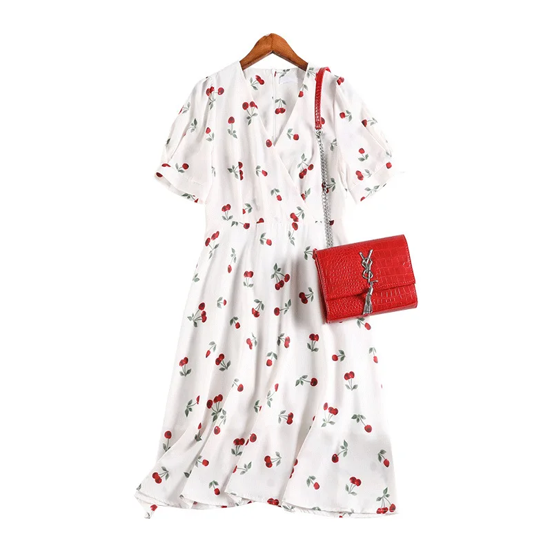 

2021 New Fashion Slim Looking Large Size Women's Wear French Chiffon Dress Fat Sister